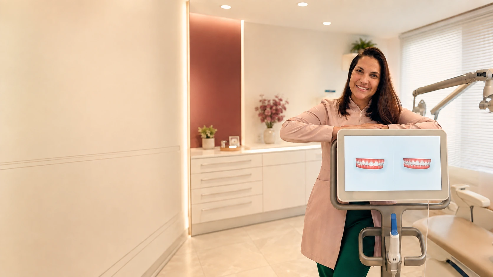 Dra. Amanda Novaes em seu consultório odontológico em Vila Valqueire